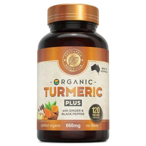Therapeia Australia Organic Turmeric with Black Pepper PLUS 120 Capsules
