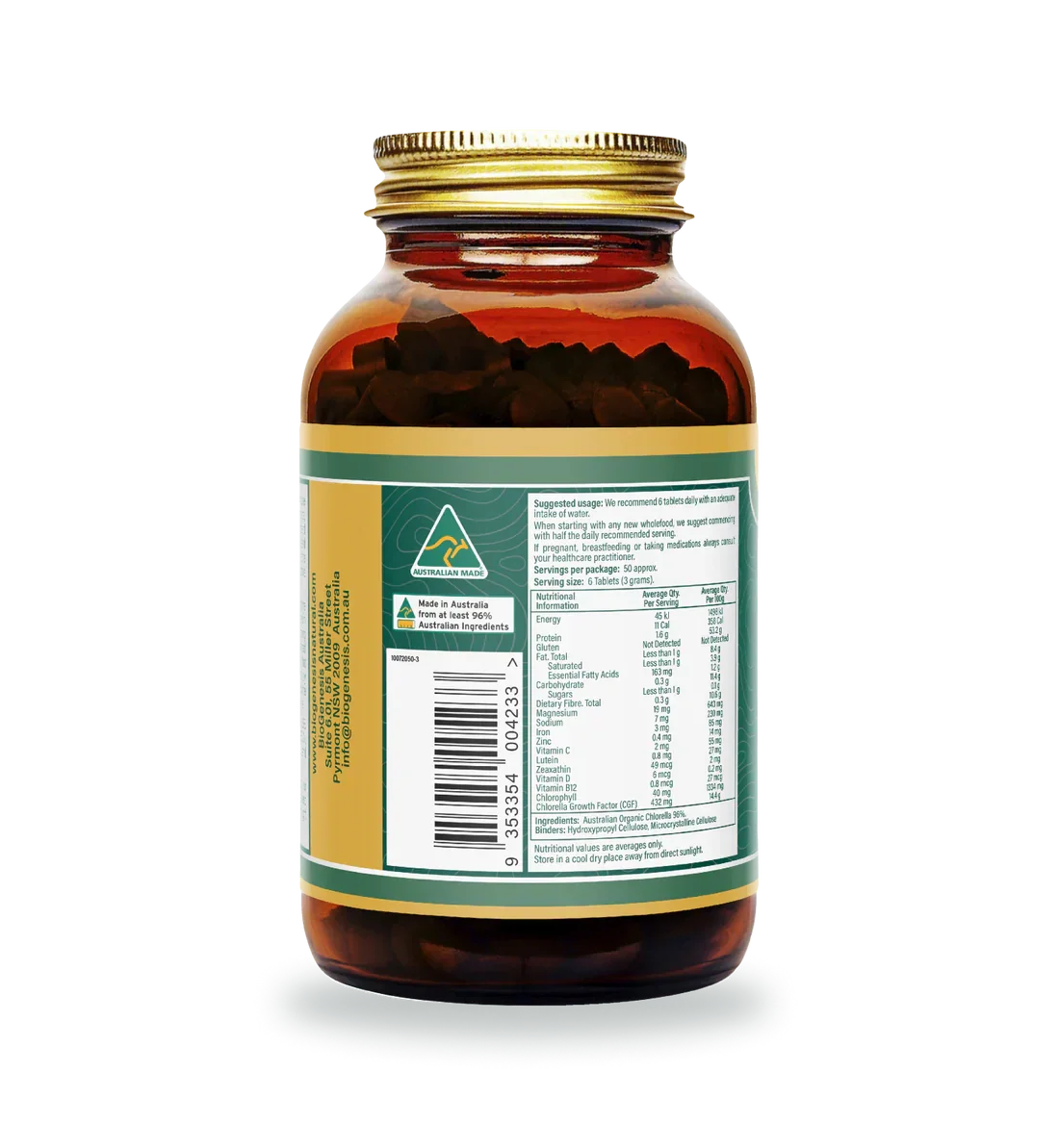 BioGenesis Spirulina and Chlorella with Organic Marine Plant Minerals 500mg 600 Tablets