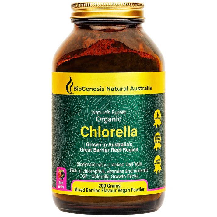 BioGenesis Australian Organic Chlorella Mixed Berries Powder 200g - QVM Vitamins™