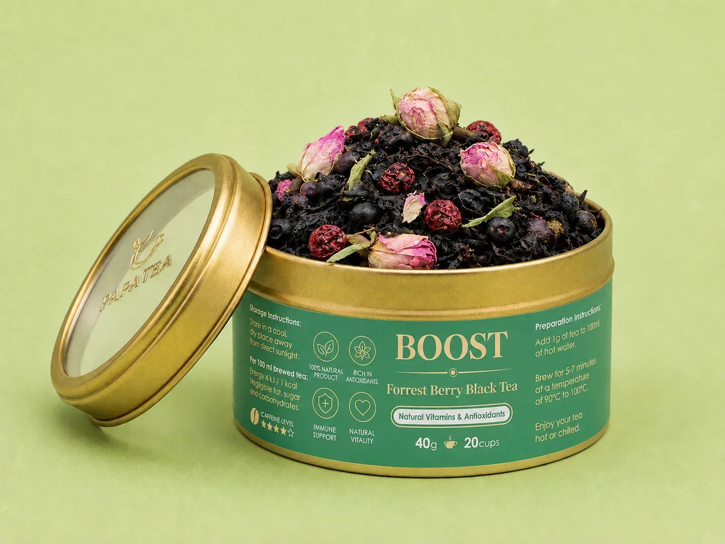 PapaTea Boost Forest Berry Black Tea 40g