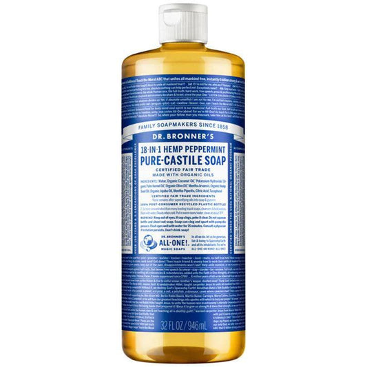 Dr. Bronner's Pure Castile Soap Liquid Peppermint 946ml - QVM Vitamins™