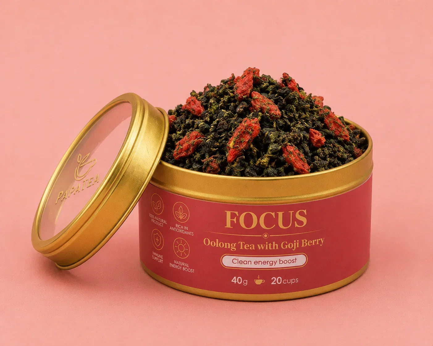 PapaTea Focus Oolong Tea with Goji Berry Tea 40g