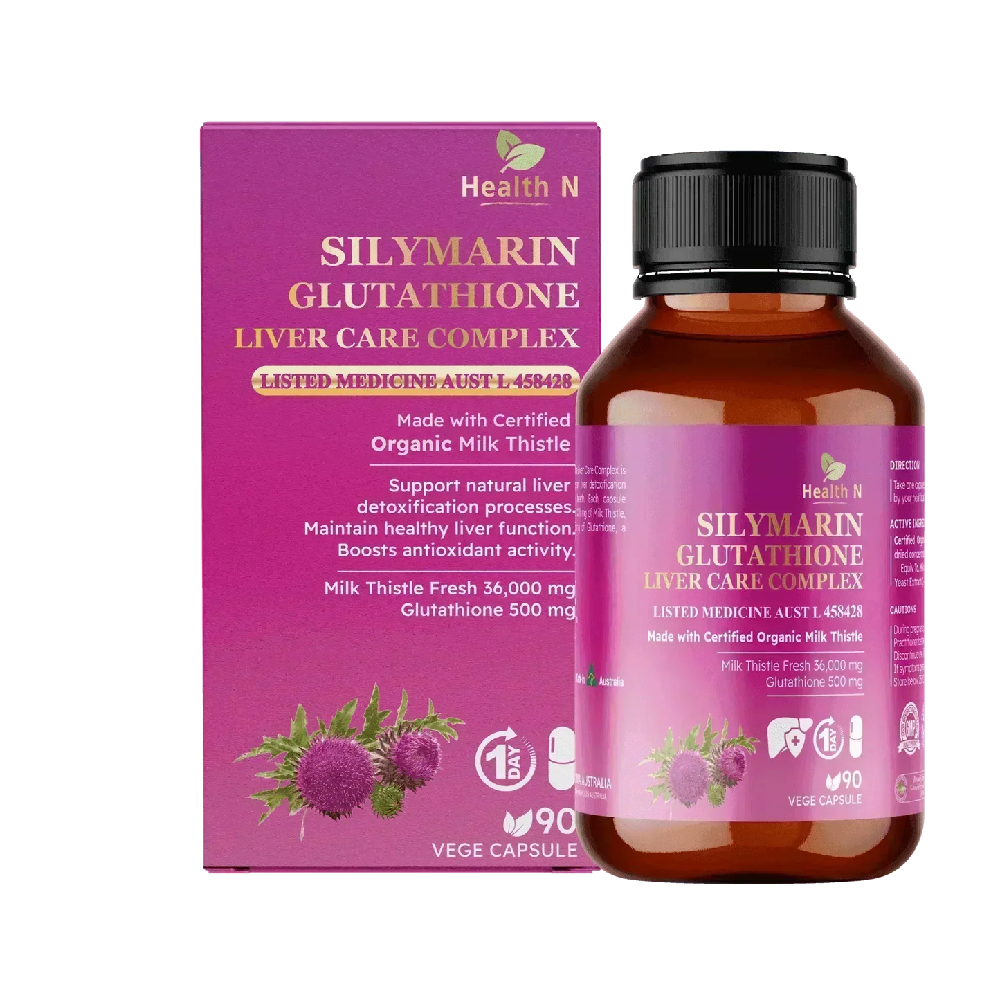Health N Silymarin Glutathione Liver Care Complex 90 Vege Capsules