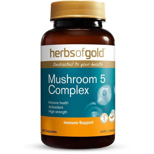 Herbs of Gold Mushroom 5 Complex 60 Capsules - QVM Vitamins™