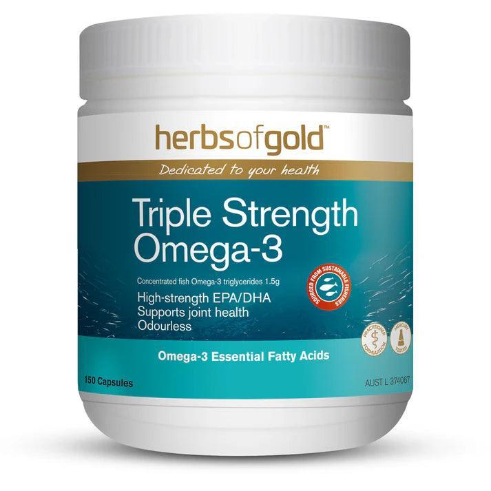 Herbs of Gold Triple Strength Omega-3 150 Capsules - QVM Vitamins™