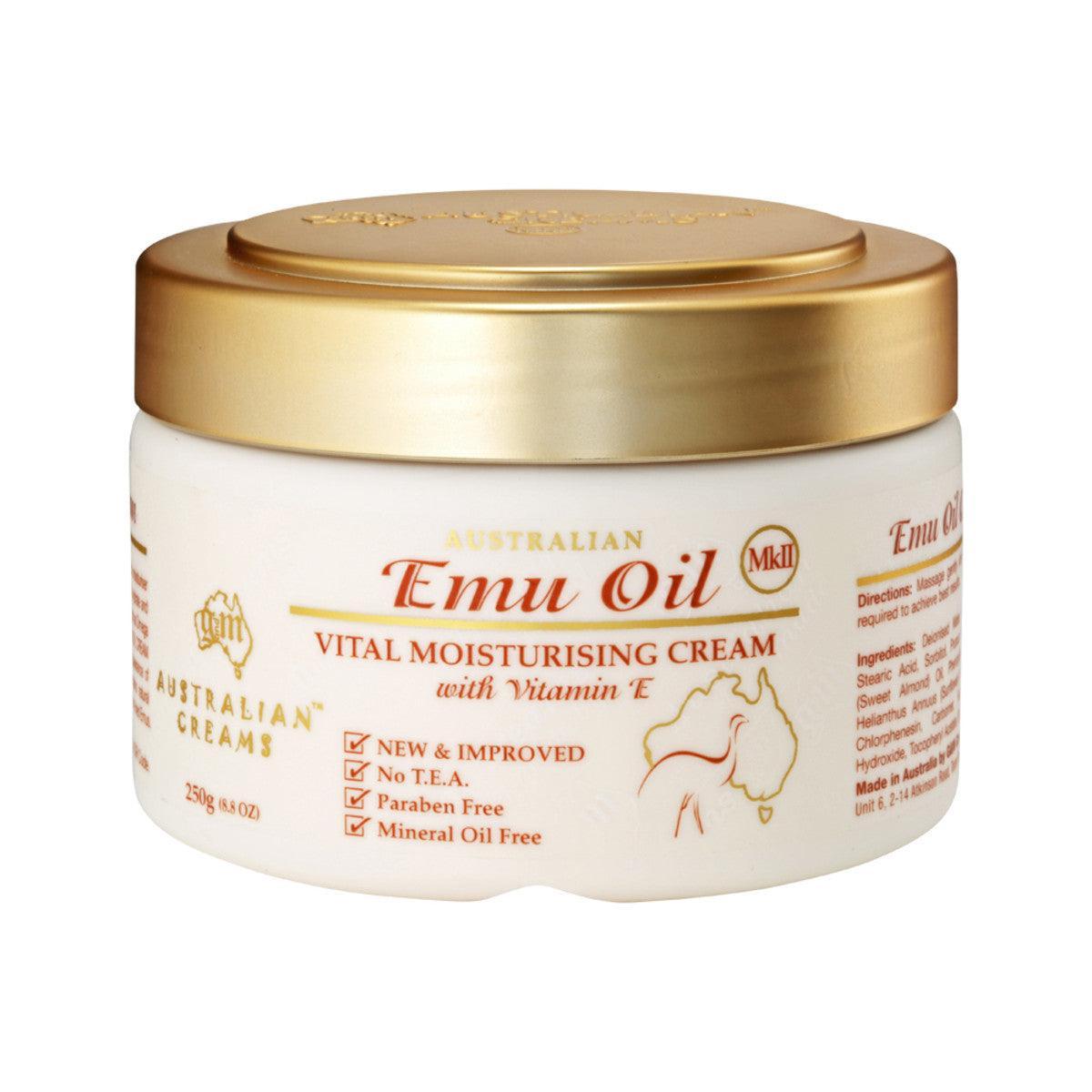 Australian Creams MkII Emu Oil Vital Moisturising Cream with Vitamin E 250g - QVM Vitamins™