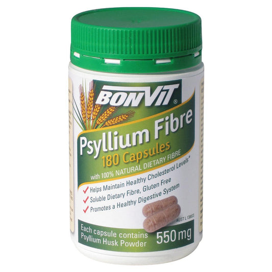 Bonvit Psyllium Fibre 550mg 180 Capsules - QVM Vitamins™
