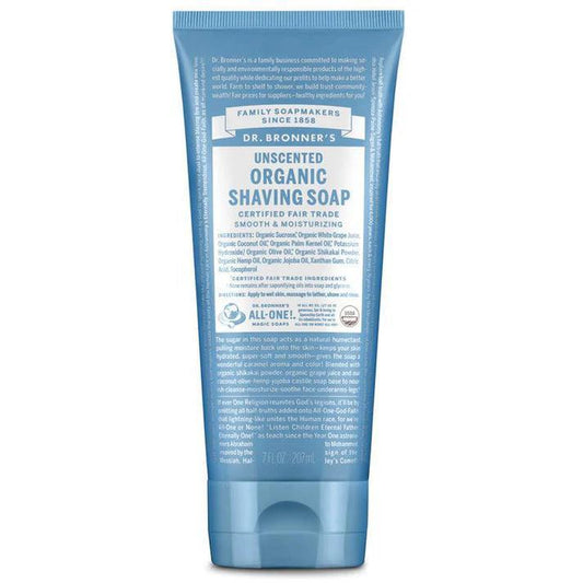 Dr. Bronner's Organic Shaving Soap Unscented 207ml - QVM Vitamins™