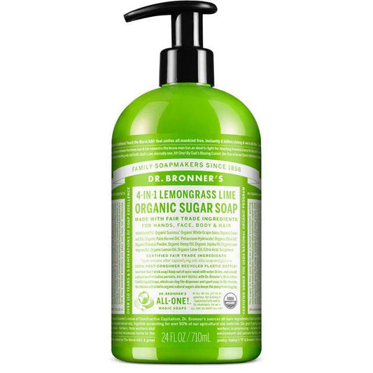 Dr. Bronner's Organic Sugar Soap Lemongrass Lime 710ml - QVM Vitamins™