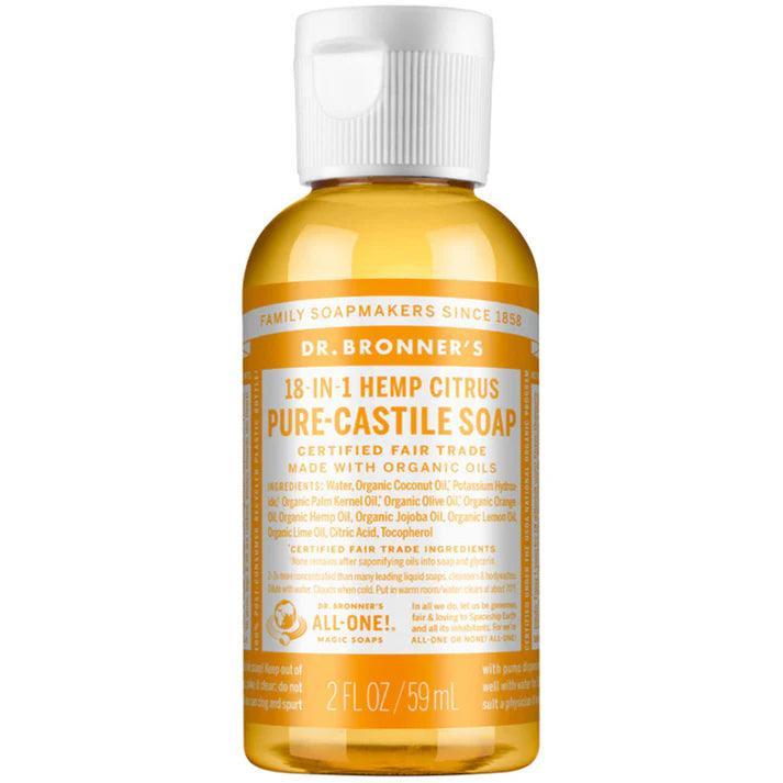 Dr. Bronner's Pure Castile Soap Liquid Citrus 59ml - QVM Vitamins™