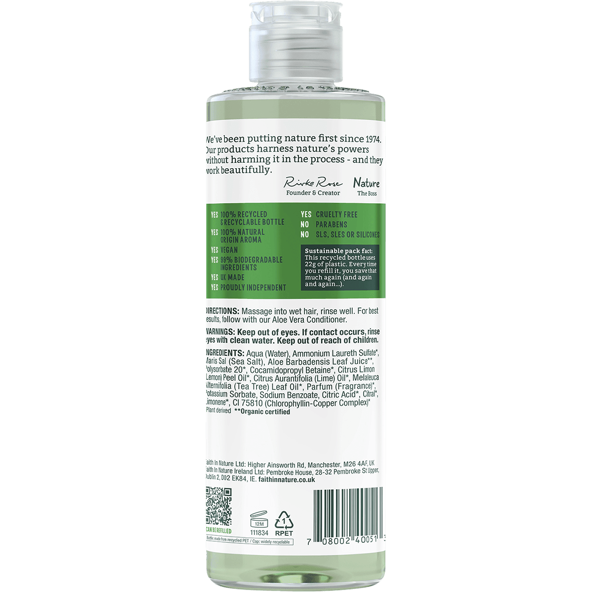 Faith In Nature Aloe Vera Shampoo 400ml - QVM Vitamins™