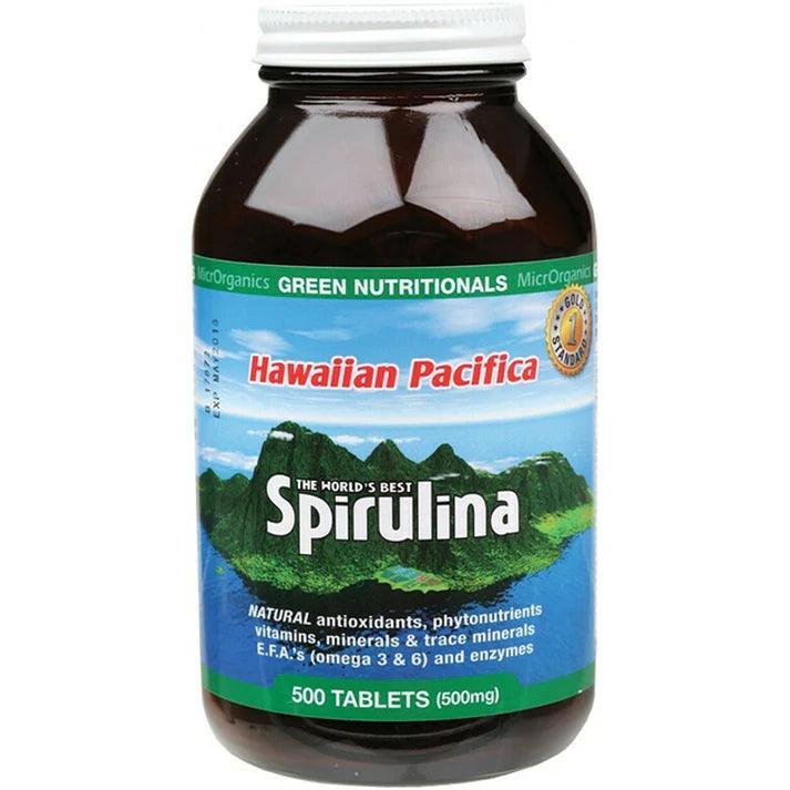 Green Nutritionals Hawaiian Pacifica Spirulina 500mg 500 Tablets - QVM Vitamins™