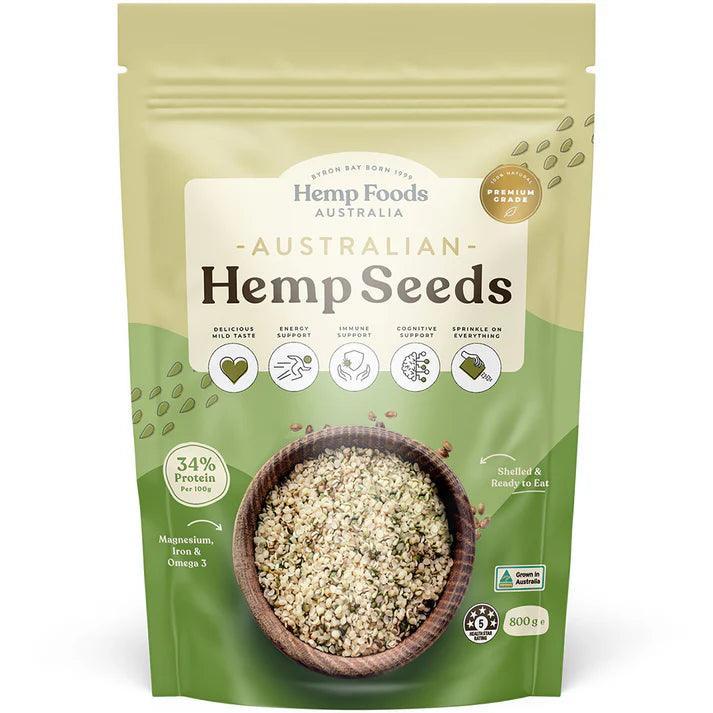 Hemp Foods Australia Australian Hulled Hemp Seeds 800g - QVM Vitamins™