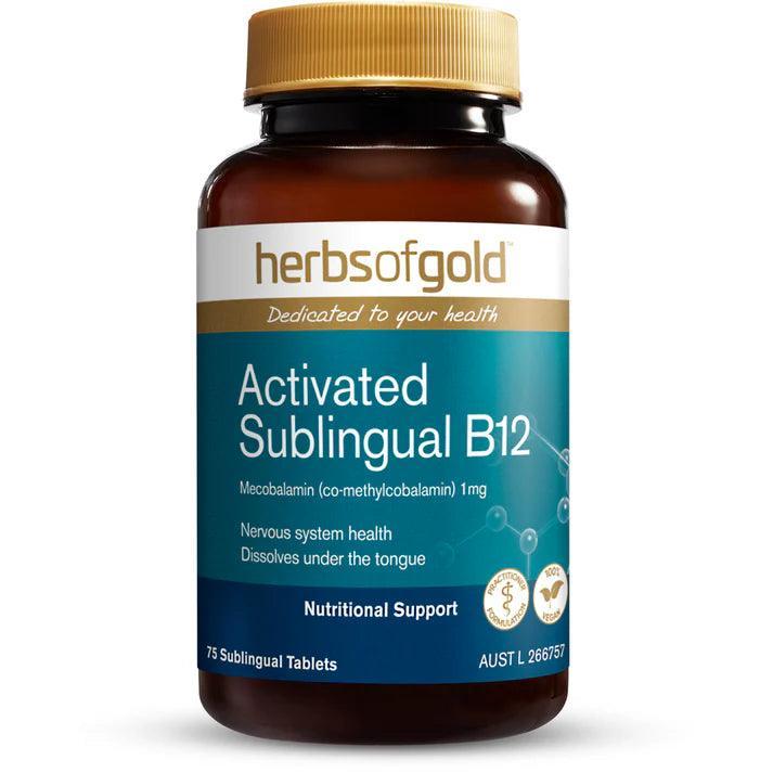 Herbs of Gold Activated Sublingual B12 75 Tablets - QVM Vitamins™