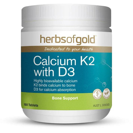 Herbs of Gold Calcium K2 with D3 180 Tablets - QVM Vitamins™