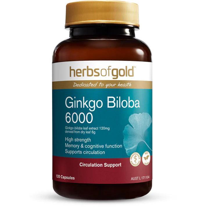 Herbs of Gold Ginkgo Biloba 6000 120 Capsules - QVM Vitamins™