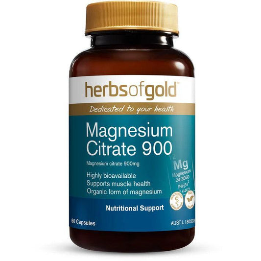 Herbs of Gold Magnesium Citrate 900 60 Capsules - QVM Vitamins™