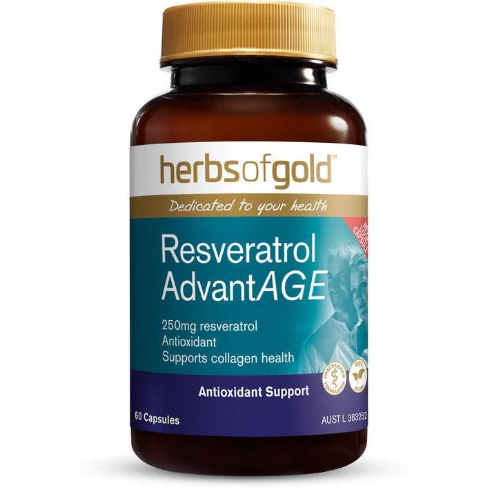 Herbs of Gold Resveratrol AdvantAGE 60 Tablets - QVM Vitamins™