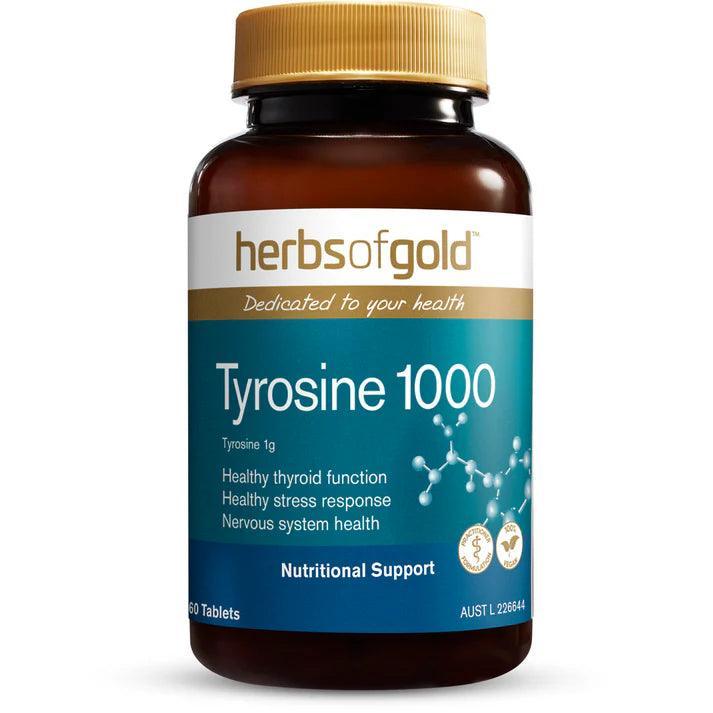 Herbs of Gold Tyrosine 1000 60 Tablets - QVM Vitamins™