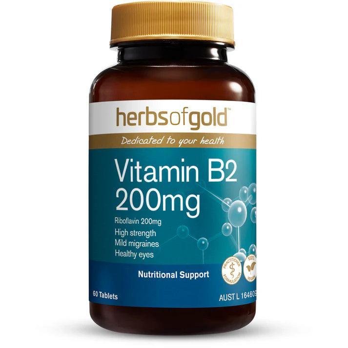Herbs of Gold Vitamin B2 200mg 60 Tablets - QVM Vitamins™