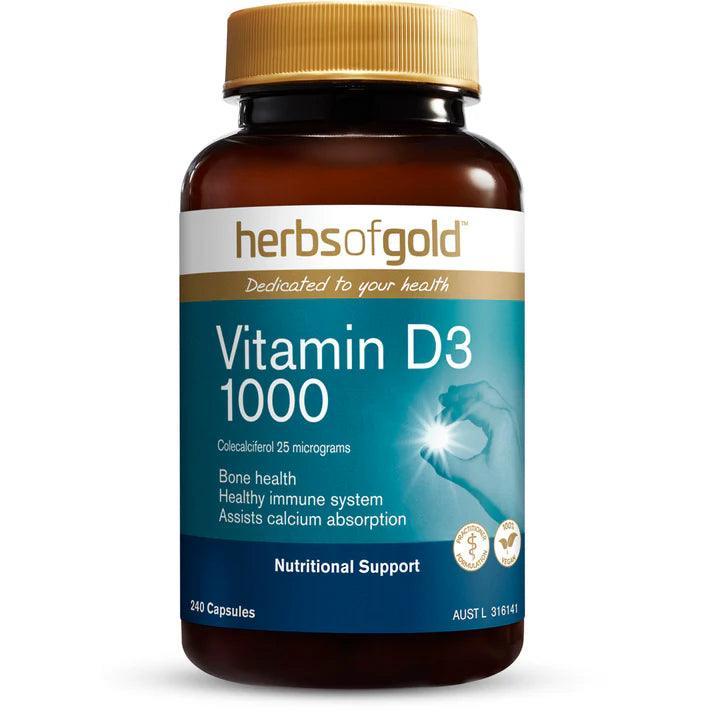 Herbs of Gold Vitamin D3 1000 240 Capsules - QVM Vitamins™