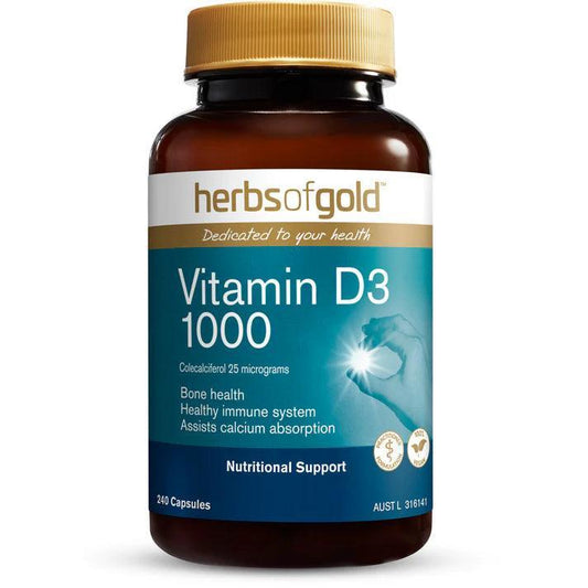 Herbs of Gold Vitamin D3 1000 240 Capsules - QVM Vitamins™