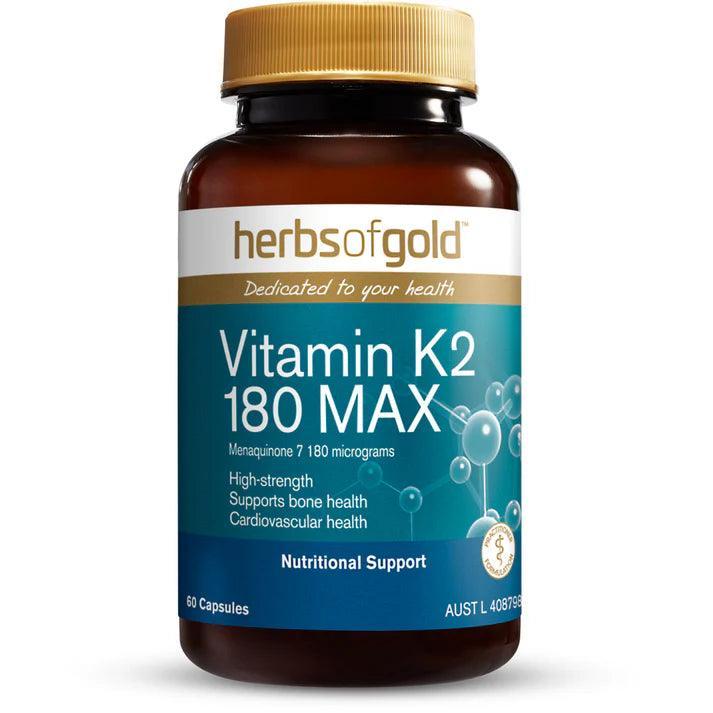 Herbs of Gold Vitamin K2 180 MAX 60 Capsules - QVM Vitamins™