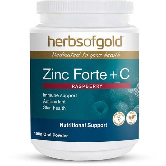 Herbs of Gold Zinc Forte + C 100g Oral Powder - QVM Vitamins™