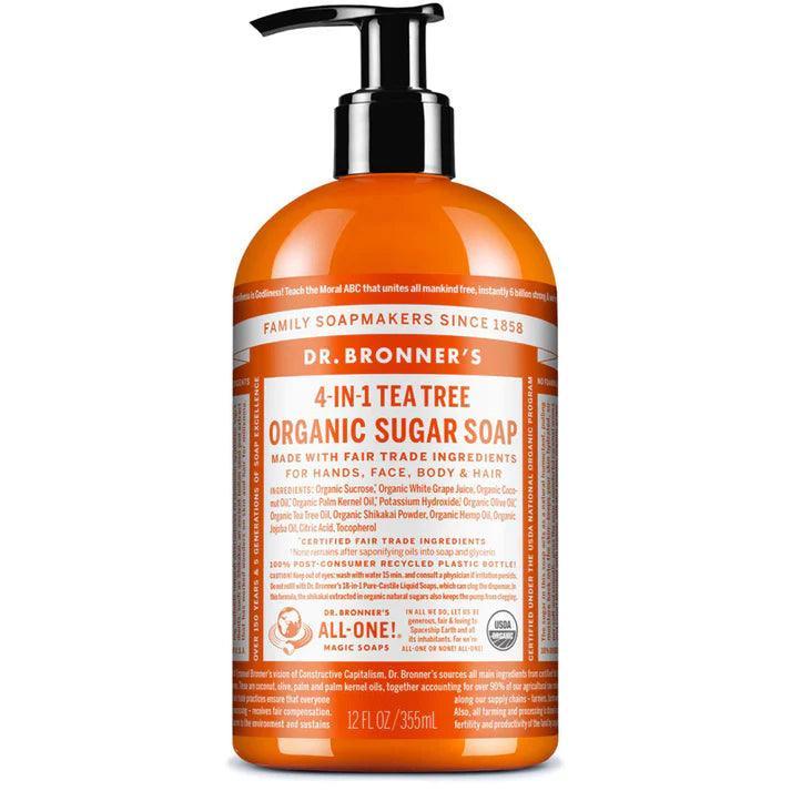 Dr. Bronner's Organic Sugar Soap Tea Tree 355ml - QVM Vitamins™