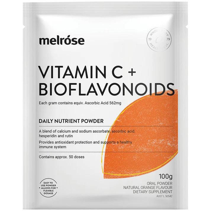 Melrose Vitamin C Plus Bioflavonoids Orange Flavoured 100g - QVM Vitamins™
