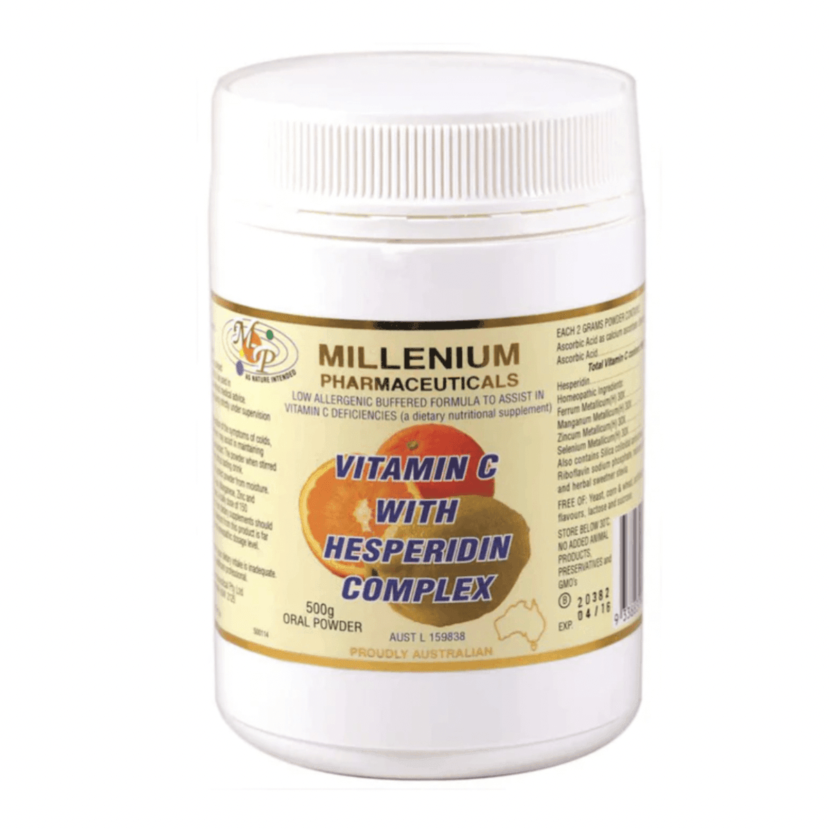 Millenium Pharmaceuticals Vitamin C with Hesperidin Complex Oral Powder 500g - QVM Vitamins™