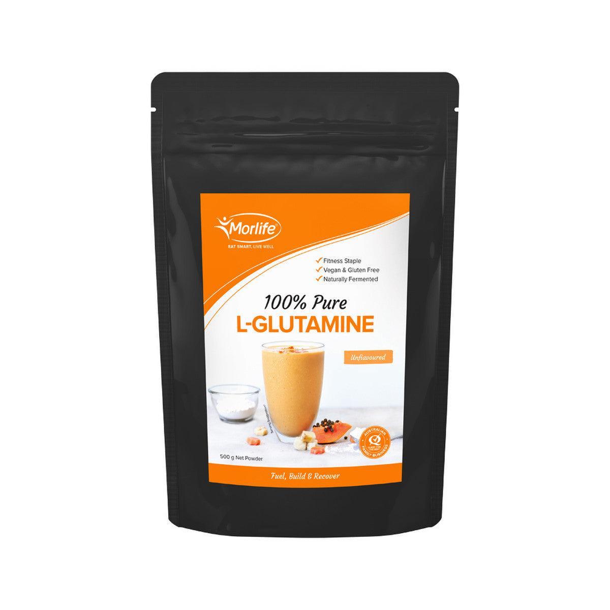 Morlife L-Glutamine Unflavoured 100% Pure 500g - QVM Vitamins™