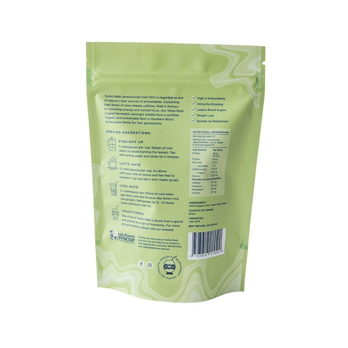 Naturally Driven Yerba Mate Tea Organic Pure Leaf 150g - QVM Vitamins™