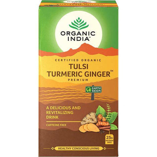 Organic India Tulsi Turmeric Ginger x 25 Tea Bags - QVM Vitamins™