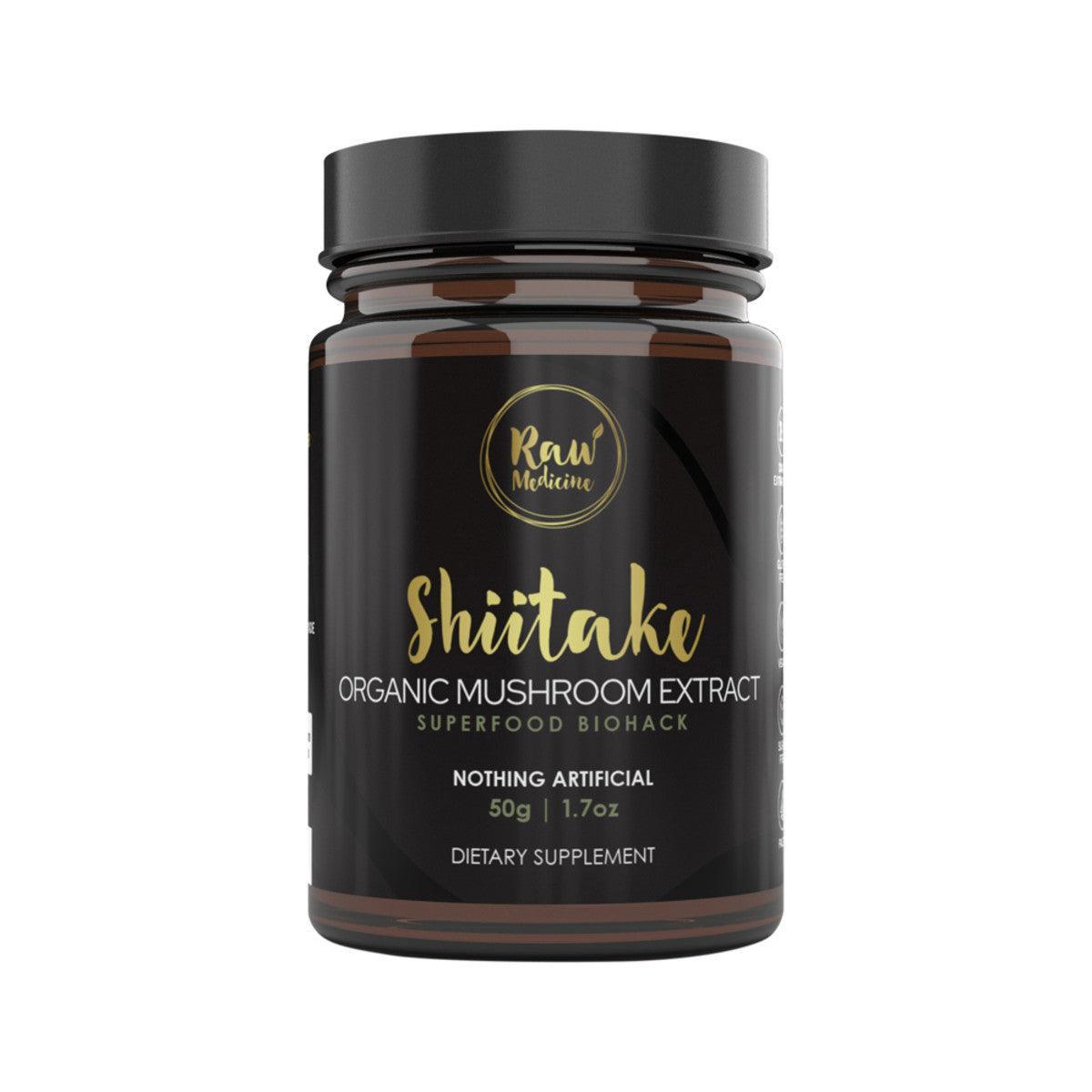 Raw Medicine Shiitake Mushroom Extract Organic 50g - QVM Vitamins™