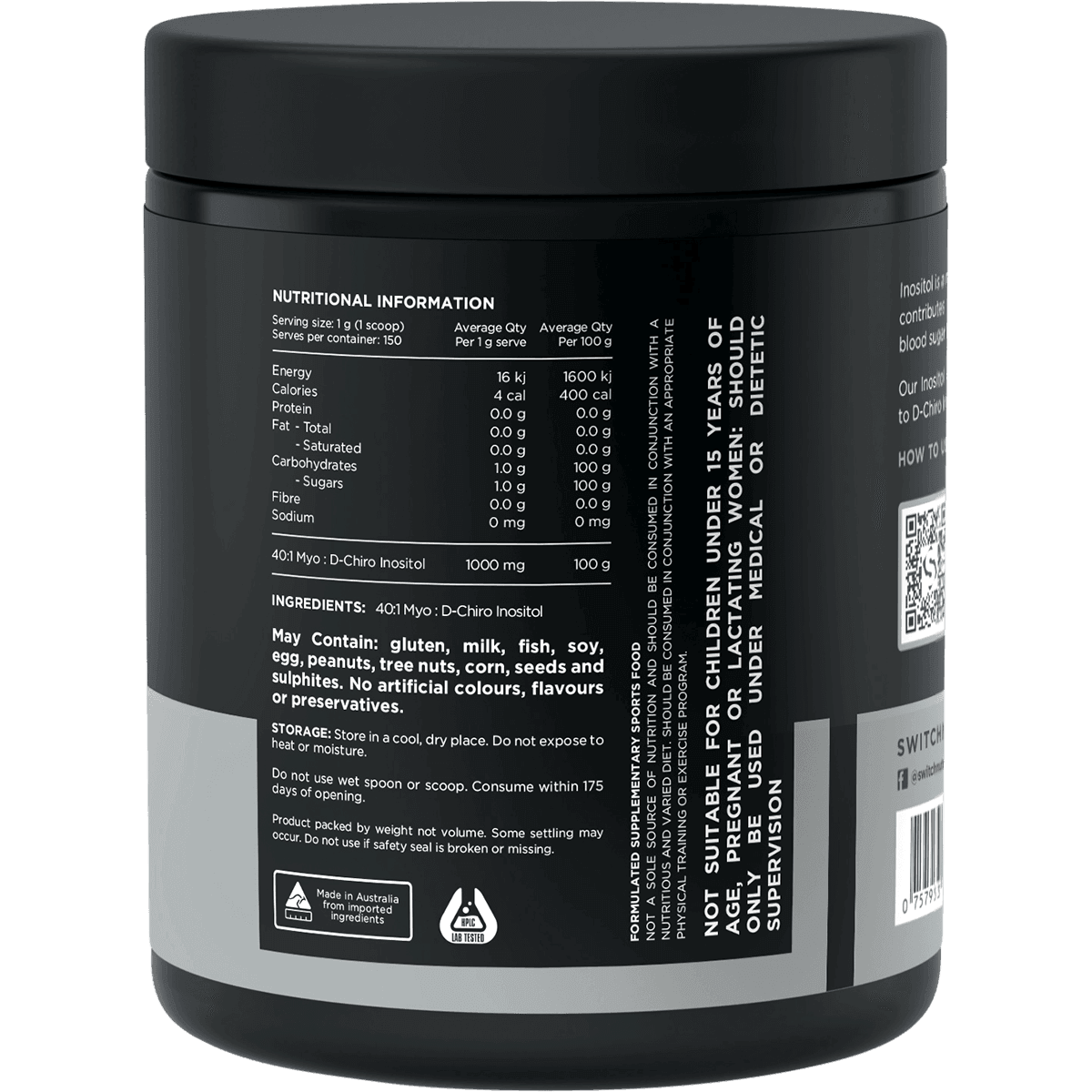 Switch Nutrition Inositol 150 Serves - QVM Vitamins™