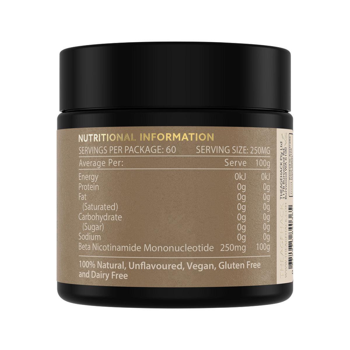 Theagehack NMN Beta Nicotinamide Mononucleotide 15g - QVM Vitamins™