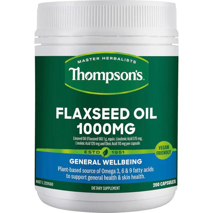 Thompsons Flaxseed Oil 1000mg 200 Vege Capsules - QVM Vitamins™