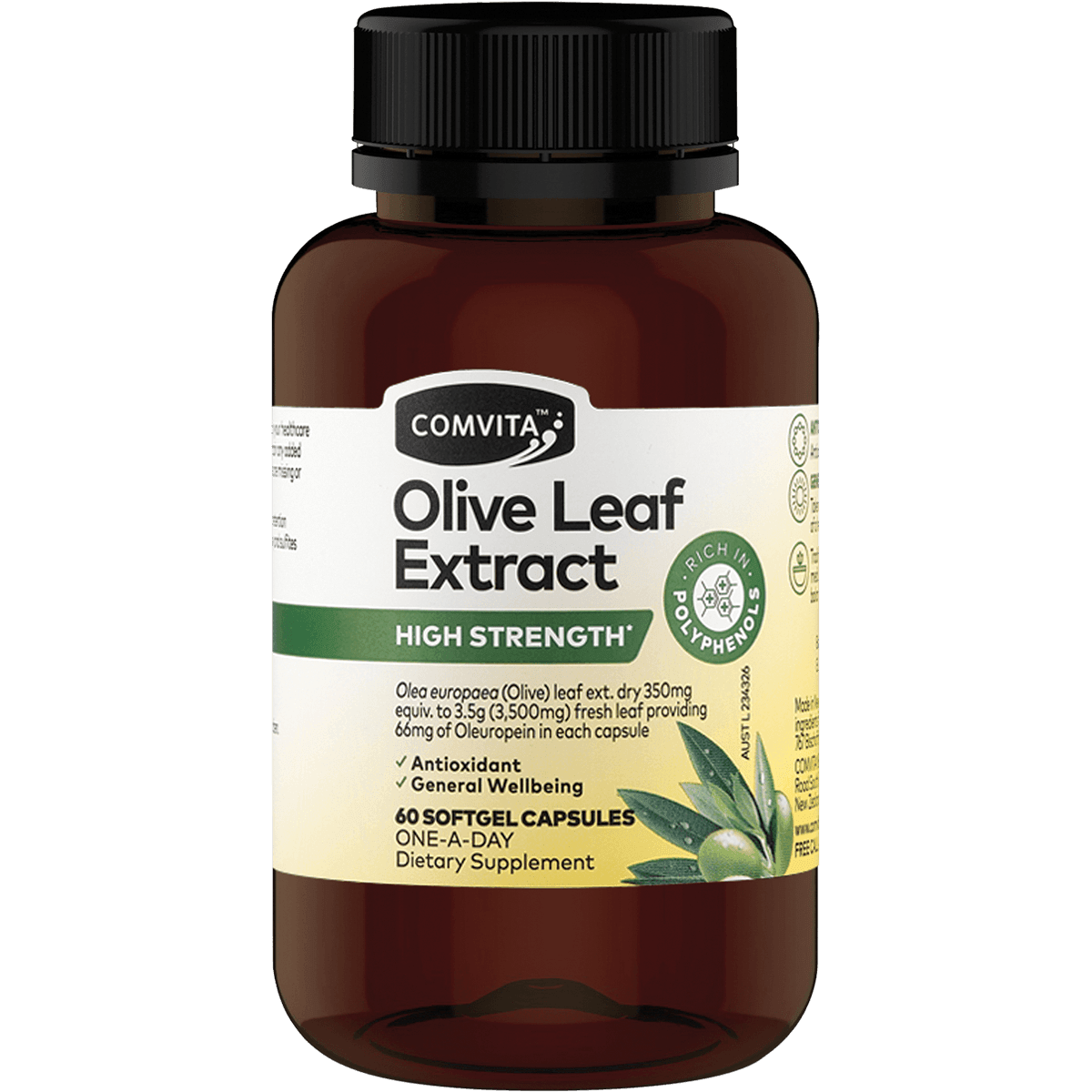Comvita Olive Leaf Extract 60 Capsules (Medi Olive 66) - QVM Vitamins™