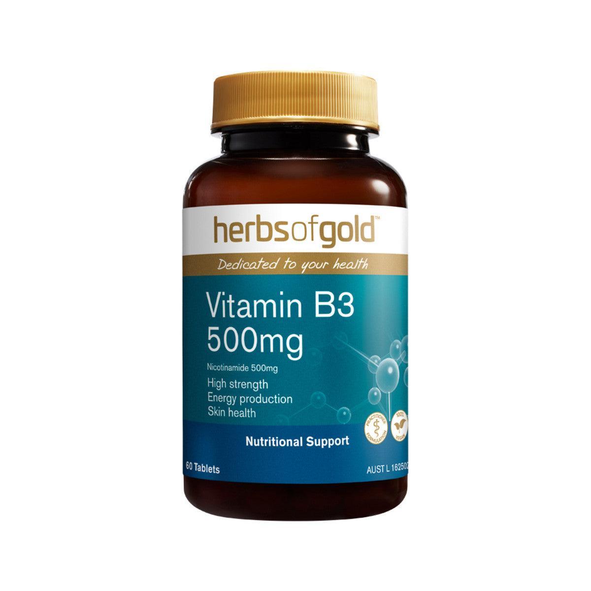 Herbs of Gold Vitamin B3 500mg 60 Capsules - QVM Vitamins™