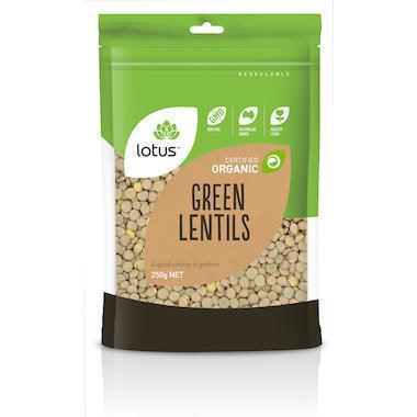 Lotus Organic Green Lentils 250g - QVM Vitamins™