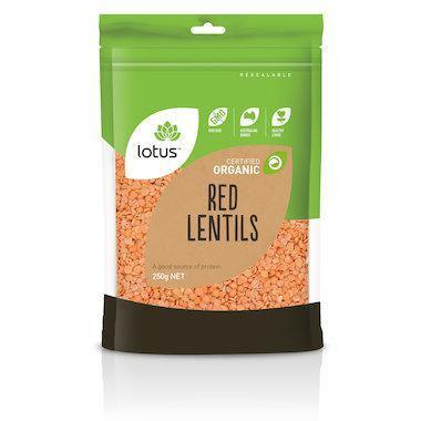 Lotus Organic Red Lentils 250g - QVM Vitamins™