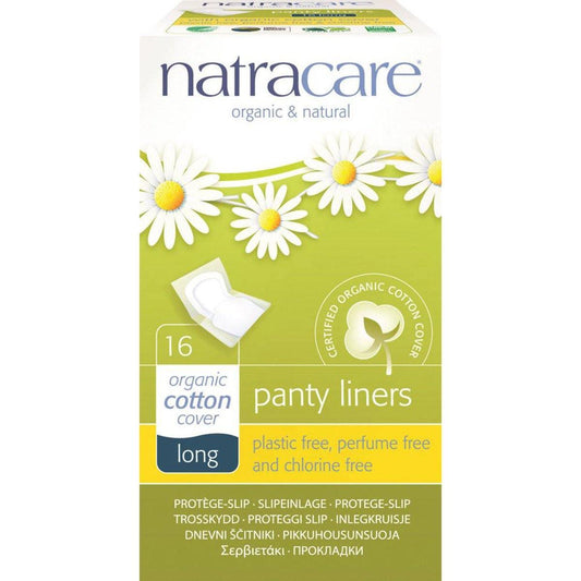 Natracare Panty Liners Long with Organic Cotton Cover x 16 Pack - QVM Vitamins™