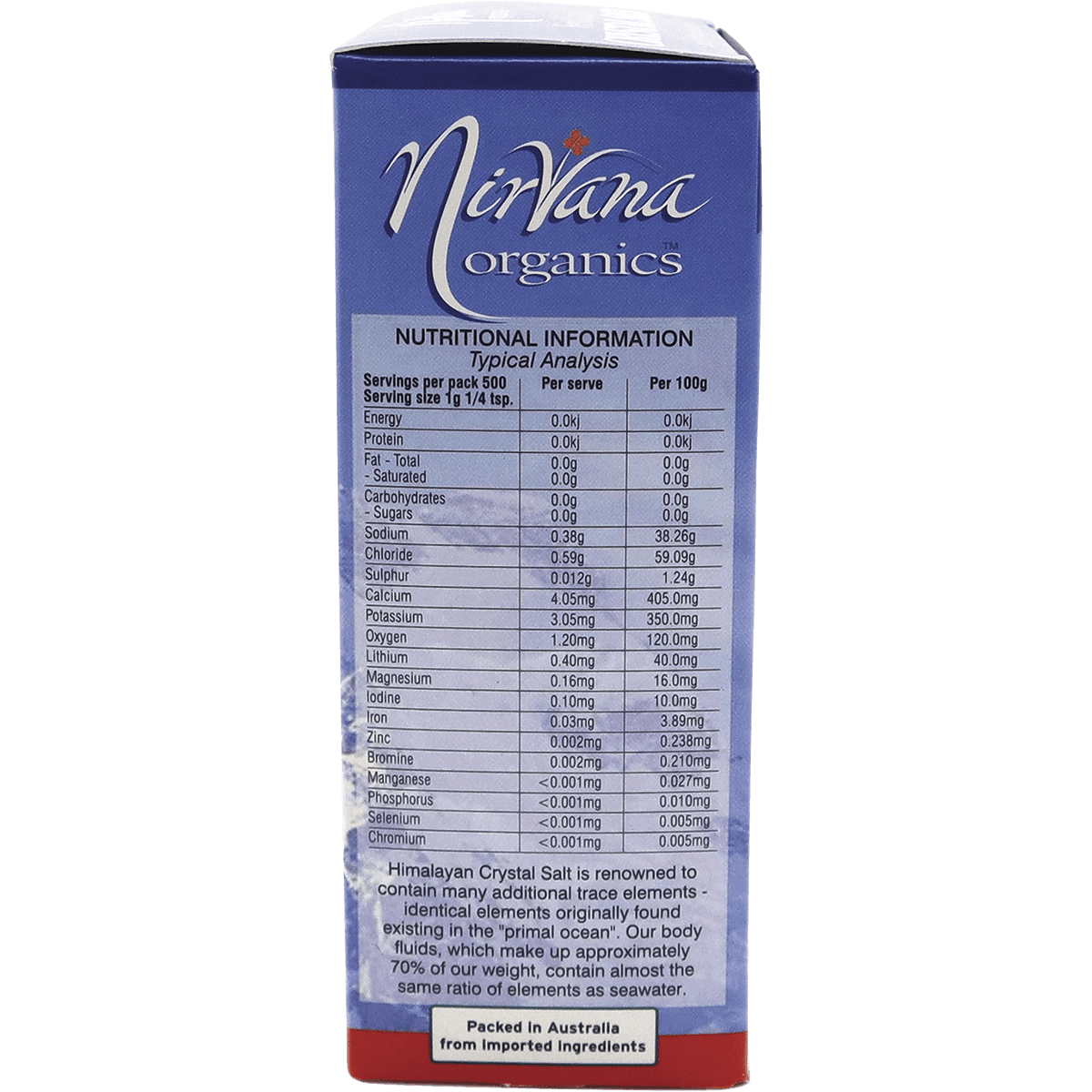 Nirvana Organic Himalayan Salt Fine 500g - QVM Vitamins™