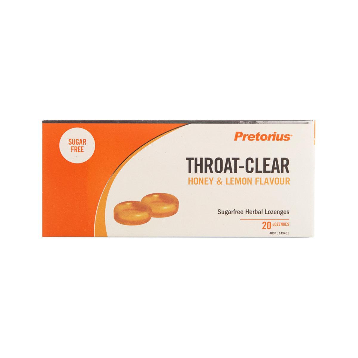 Pretorius Throat Clear Honey & Lemon 20 Lozenges - QVM Vitamins™