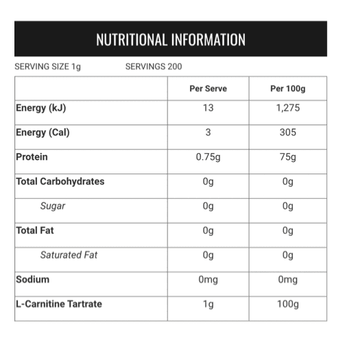 VPA L-Carnitine - 200g (200 Serves) - QVM Vitamins™