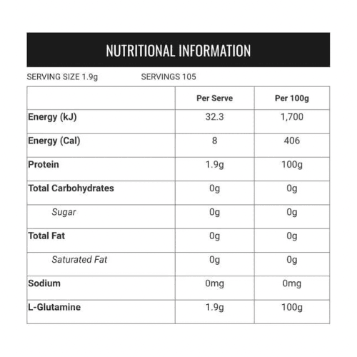 VPA L-Glutamine Powder 200g - QVM Vitamins™