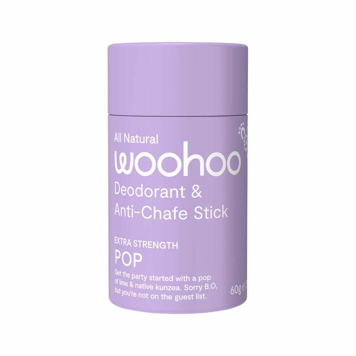 Woohoo Deodorant and Anti-Chafe Stick Pop (Extra Strength) 60g - QVM Vitamins™