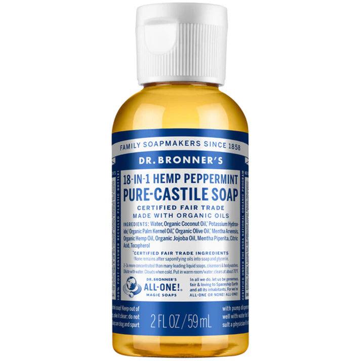 Dr. Bronner's Pure Castile Soap Liquid Peppermint 59ml - QVM Vitamins™