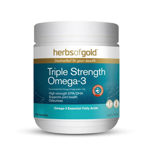Herbs of Gold Triple Strength Omega-3 150 Capsules - QVM Vitamins™